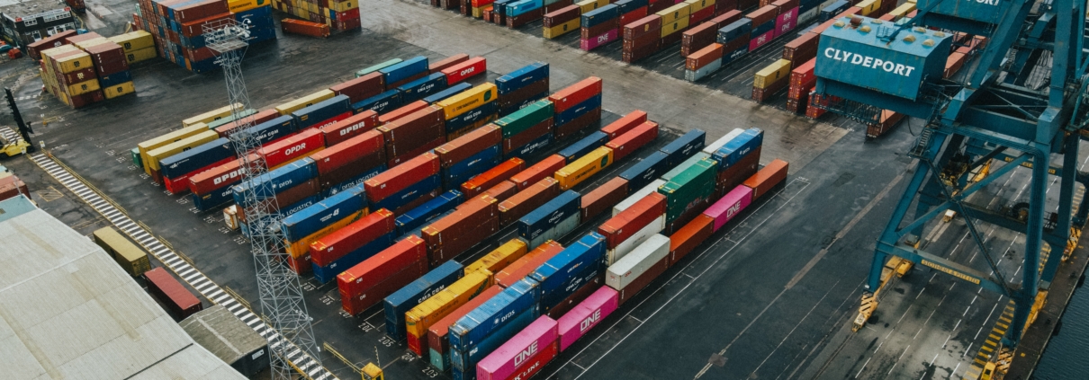 Shipping containers at a port