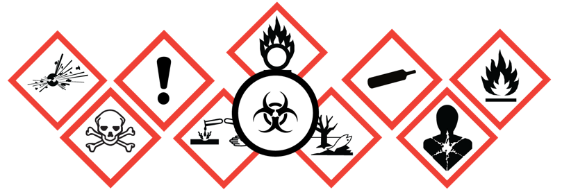 Displays GHS hazard symbols