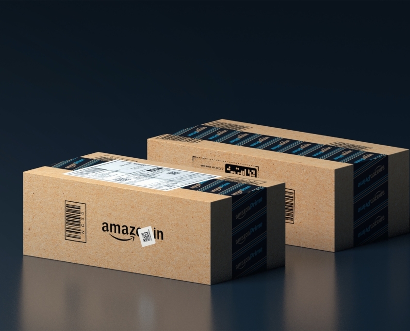 Two Amazon boxes with Labels
